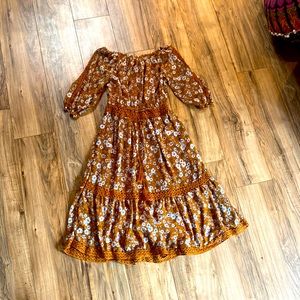 Boho tan floral dress